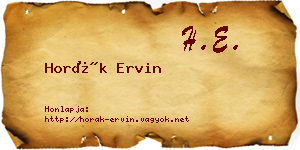 Horák Ervin névjegykártya