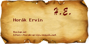 Horák Ervin névjegykártya